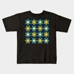 mid century modern abstract geometrical flower pattern Kids T-Shirt